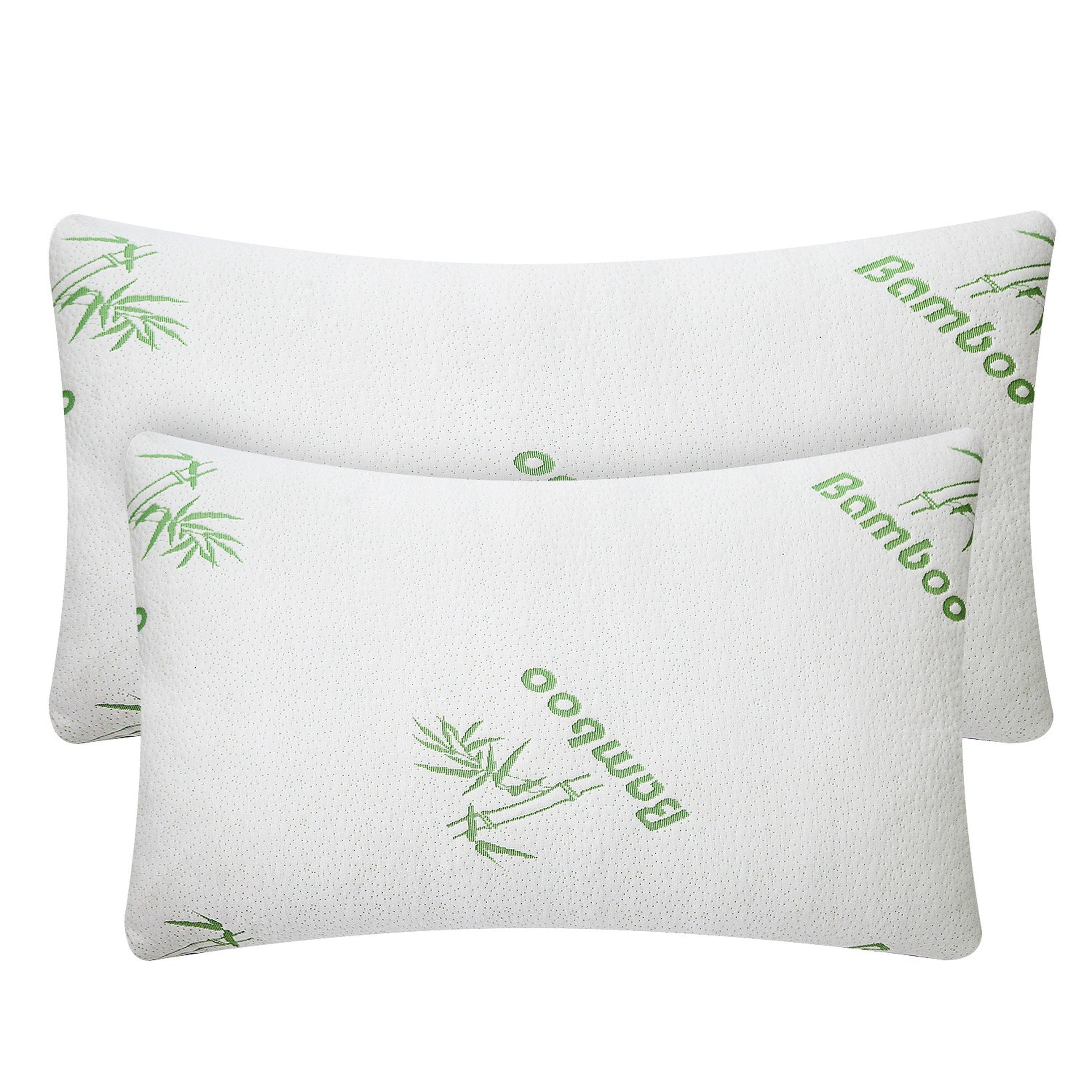 Bamboo Memory Foam Pillow Set - Hypoallergenic Queen Size (2-Pack)