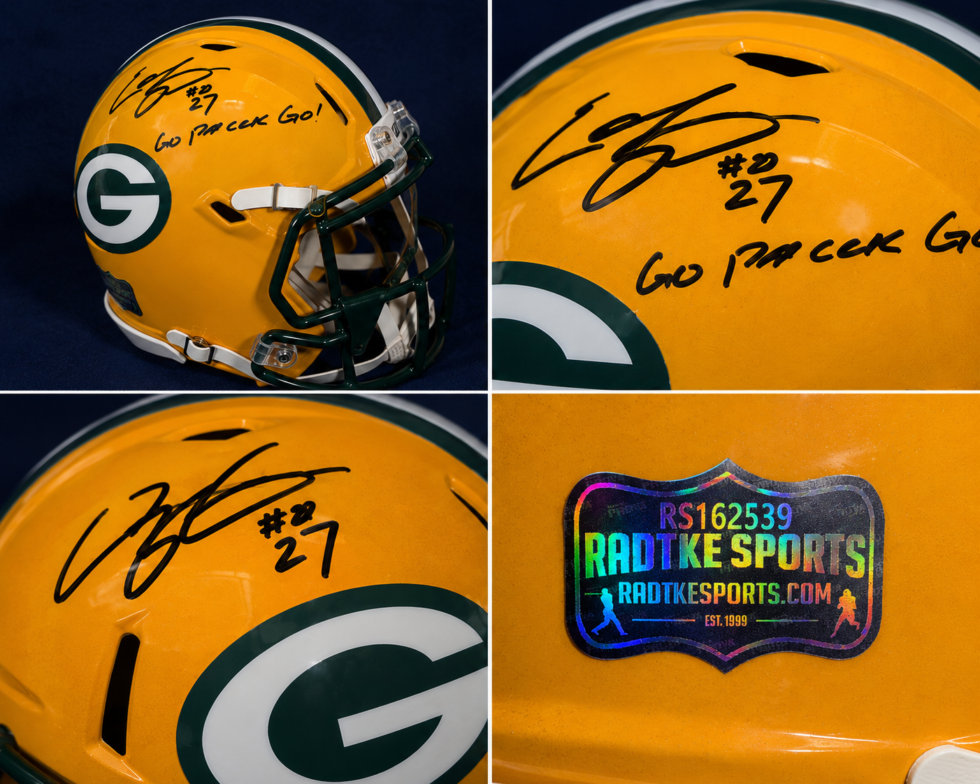 🏈 Green Bay Packers Dual-Signed Riddell Replica Helmet - Josh Jacobs & Eddie Lee Ivery Autographed | Double Inscribed | Authenticated