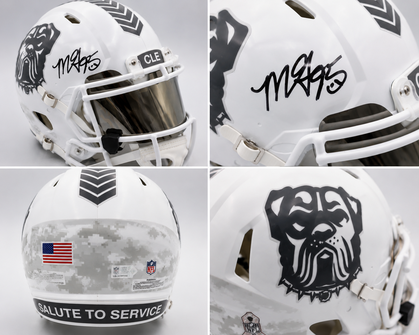 🔥 MYLES GARRETT AUTOGRAPHED CLEVELAND BROWNS SALUTE TO SERVICE AUTHENTIC HELMET 🔥
