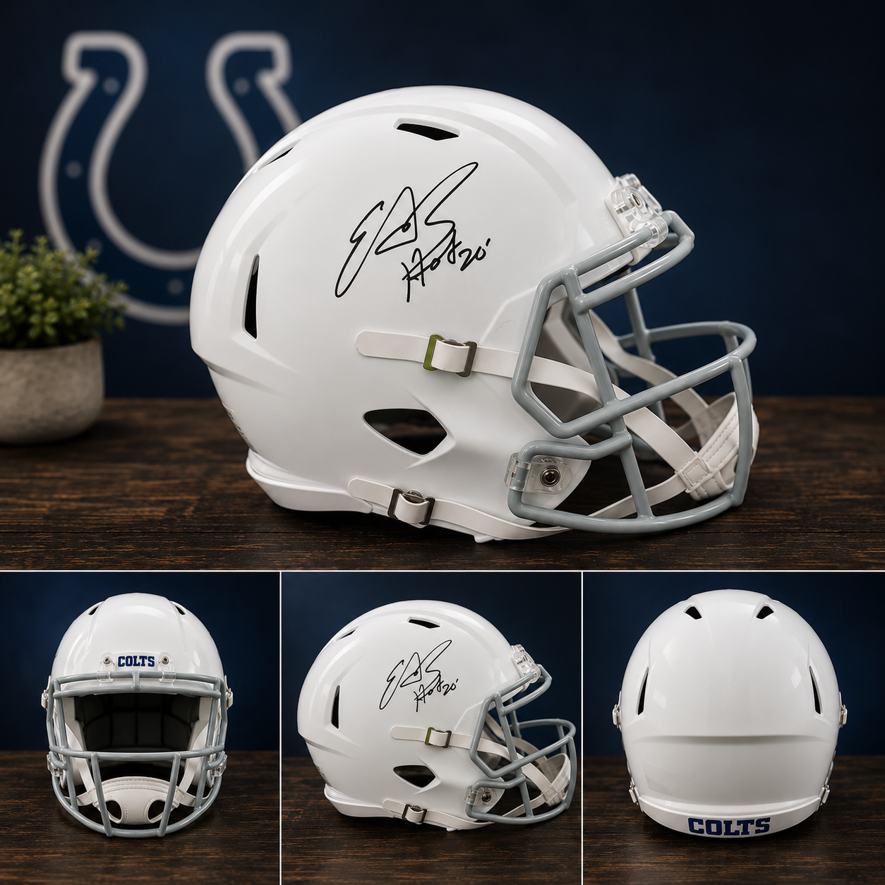Edgerrin James Autographed Indianapolis Colts Full-Size Helmet #20 Inscription | Authenticated