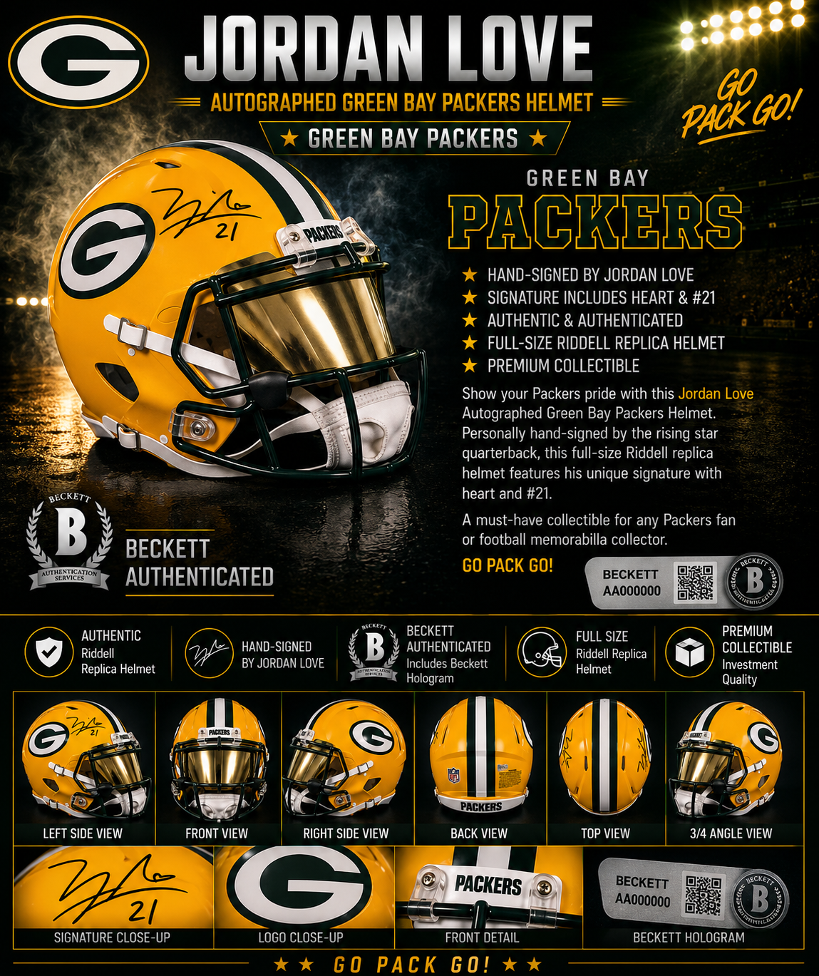 Charles Woodson Signed Green Bay Packers Full-Size Helmet with Tinted Visor | Authenticated